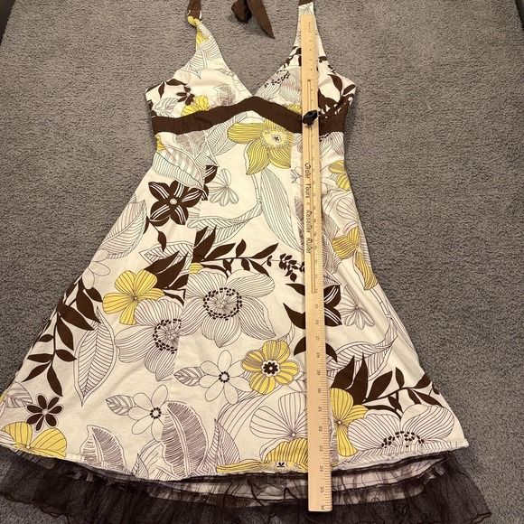 Y2K Babydoll Halter Dress Womens Medium White Floral Ruffle Empire Layered Fairy - Picture 6 of 13